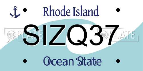 SIZQ37 Rhode Island License Plate