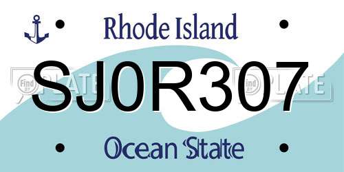 SJ0R307 Rhode Island License Plate