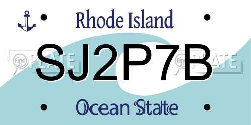 SJ2P7B Rhode Island License Plate