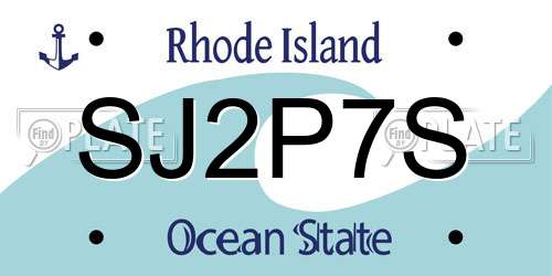 SJ2P7S Rhode Island License Plate