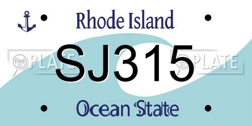 SJ315 Rhode Island License Plate