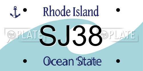 SJ38 Rhode Island License Plate