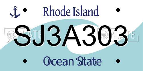 SJ3A303 Rhode Island License Plate