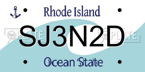 SJ3N2D Rhode Island License Plate