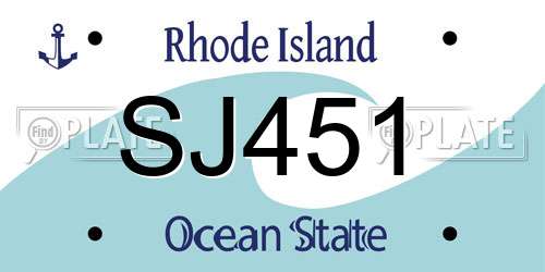 SJ451 Rhode Island License Plate
