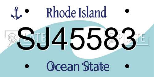 SJ45583 Rhode Island License Plate