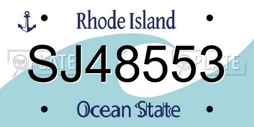 SJ48553 Rhode Island License Plate
