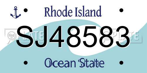 SJ48583 Rhode Island License Plate