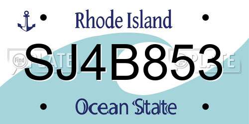 SJ4B853 Rhode Island License Plate