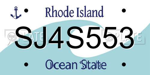 SJ4S553 Rhode Island License Plate