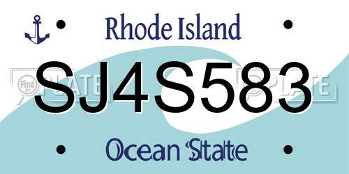 SJ4S583 Rhode Island License Plate