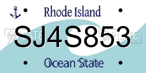 SJ4S853 Rhode Island License Plate