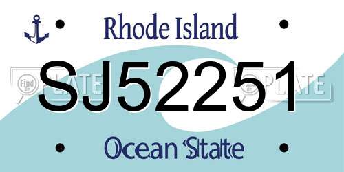 SJ52251 Rhode Island License Plate