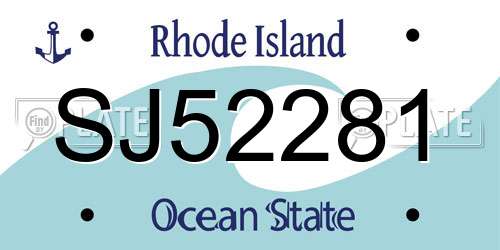SJ52281 Rhode Island License Plate