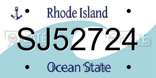 SJ52724 Rhode Island License Plate
