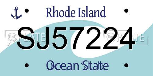 SJ57224 Rhode Island License Plate