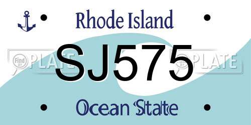 SJ575 Rhode Island License Plate