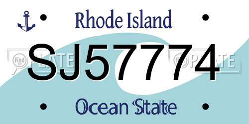 SJ57774 Rhode Island License Plate