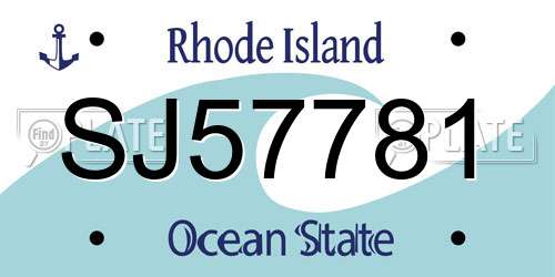 SJ57781 Rhode Island License Plate