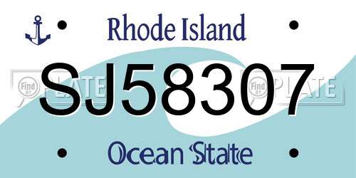 SJ58307 Rhode Island License Plate