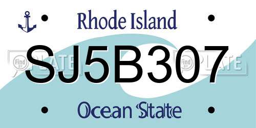 SJ5B307 Rhode Island License Plate