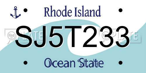 SJ5T233 Rhode Island License Plate