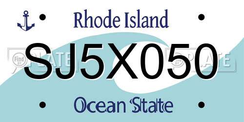 SJ5X050 Rhode Island License Plate