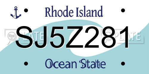 SJ5Z281 Rhode Island License Plate
