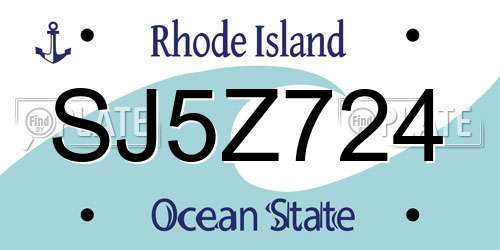 SJ5Z724 Rhode Island License Plate