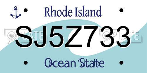 SJ5Z733 Rhode Island License Plate