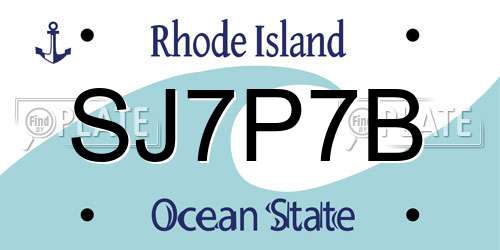 SJ7P7B Rhode Island License Plate