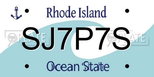 SJ7P7S Rhode Island License Plate