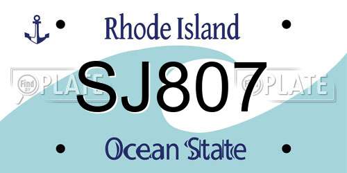 SJ807 Rhode Island License Plate