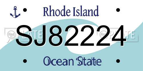 SJ82224 Rhode Island License Plate