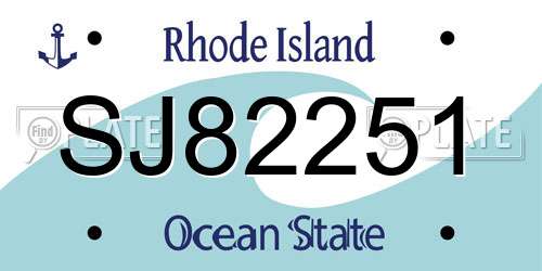 SJ82251 Rhode Island License Plate