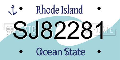 SJ82281 Rhode Island License Plate