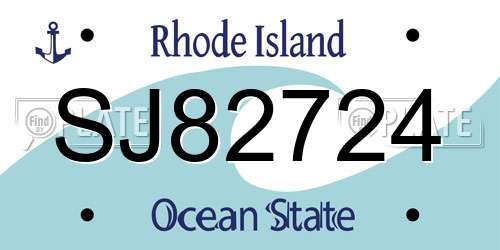 SJ82724 Rhode Island License Plate
