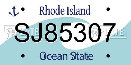 SJ85307 Rhode Island License Plate