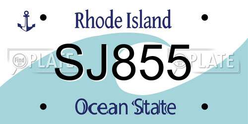 SJ855 Rhode Island License Plate