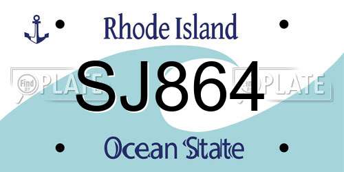 SJ864 Rhode Island License Plate