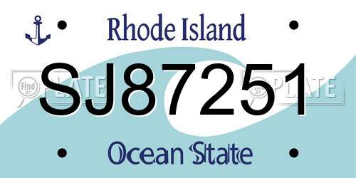 SJ87251 Rhode Island License Plate