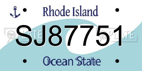 SJ87751 Rhode Island License Plate