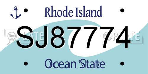 SJ87774 Rhode Island License Plate