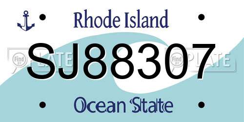 SJ88307 Rhode Island License Plate