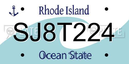 SJ8T224 Rhode Island License Plate