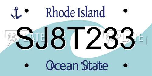 SJ8T233 Rhode Island License Plate