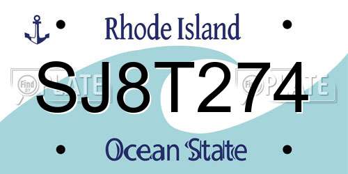 SJ8T274 Rhode Island License Plate