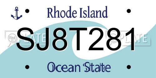 SJ8T281 Rhode Island License Plate