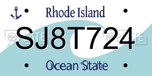 SJ8T724 Rhode Island License Plate