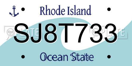 SJ8T733 Rhode Island License Plate